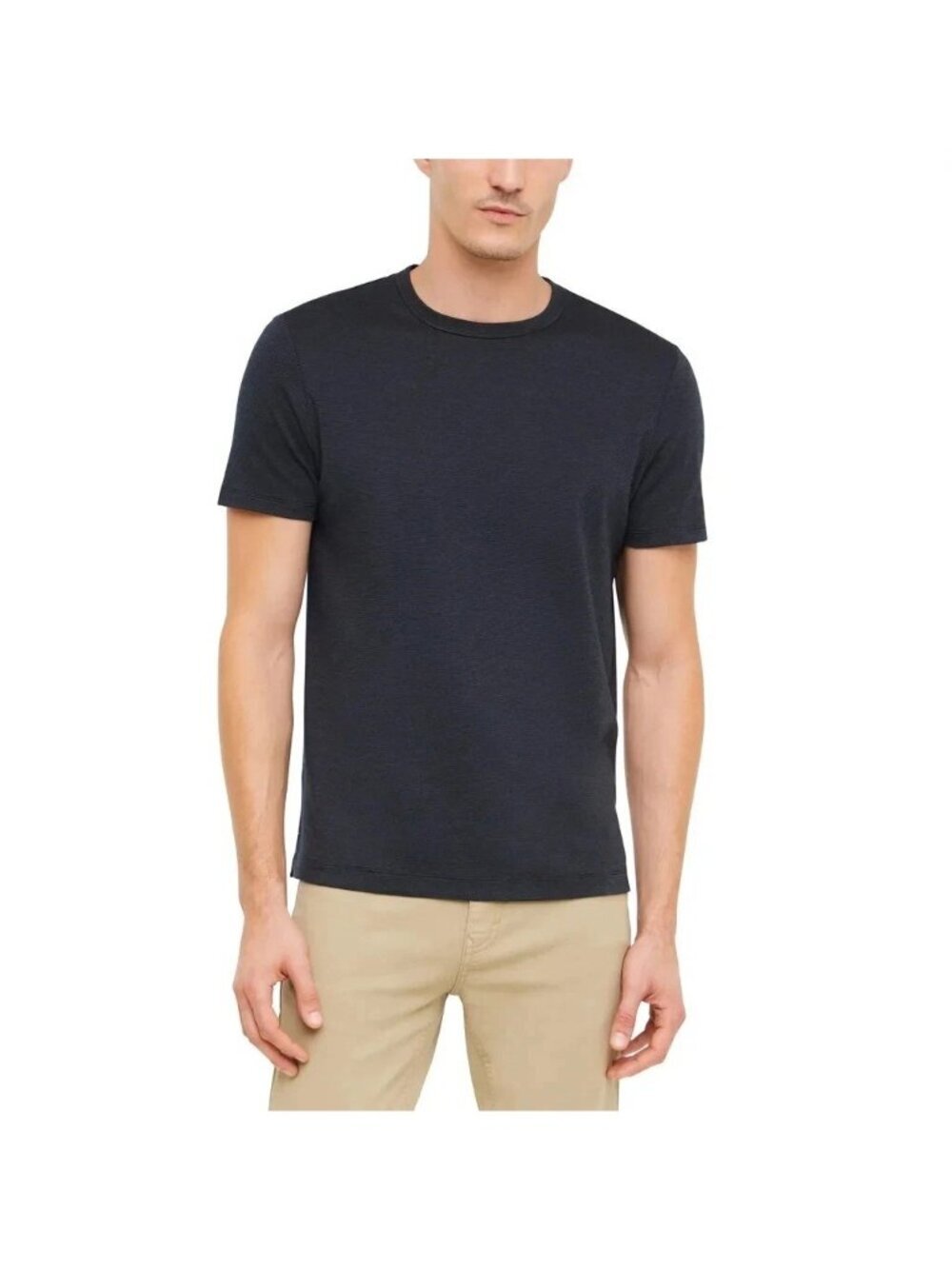 NWOT Banana Republic Men's L Black Pinstriped Luxe Touch Tee Shirt